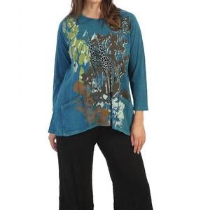 NEW JESS & JANE kenya mineral washed patch pocket cotton top in cypress